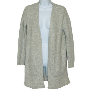Madewell Open Cardigan Waffle Knit XXS Gray Longline Wool Blend HO780 Runs Big